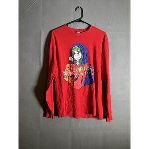 Teen Hearts Shirt Mens Medium Red Graphic Long Sleeve Virus Anime Tee Delta